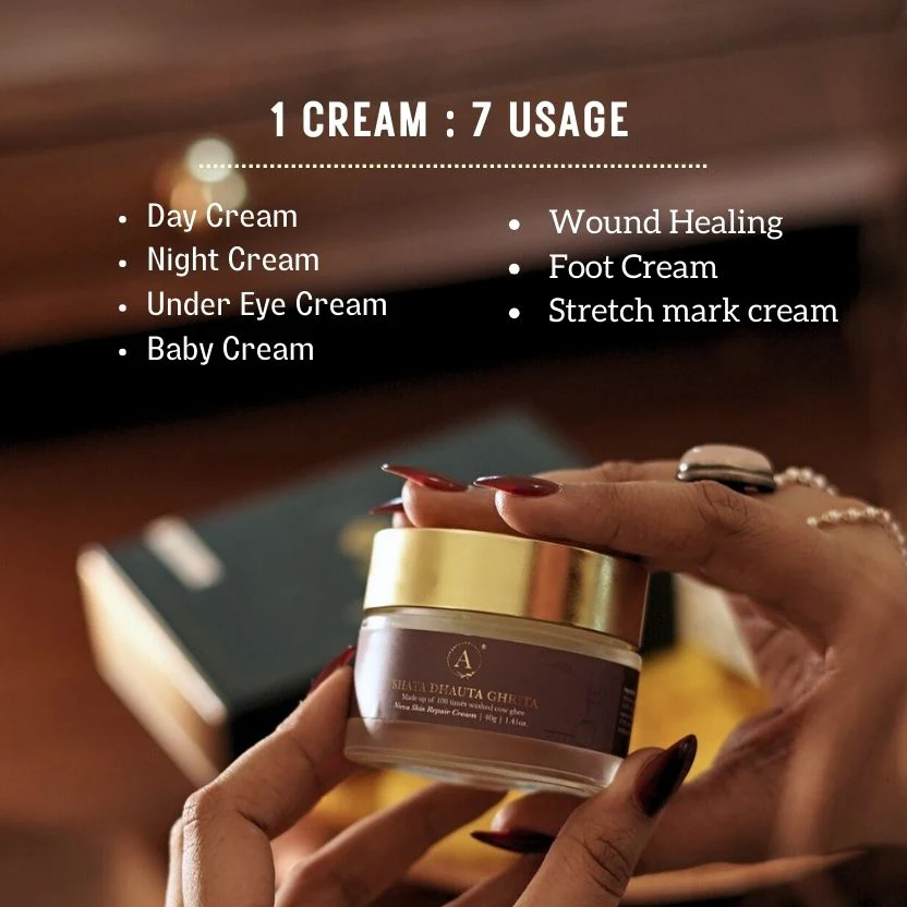 Shata Dhauta Ghrita Skin Repair Emollient | 100 Times Washed A2 Cow Ghee Cream - Image 3